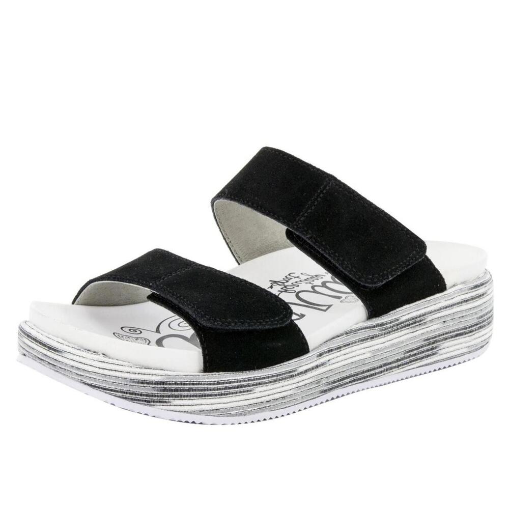 Alegria Suede Adjustable Slide Wedge Sandals Mixie Gray Harbor EU Size 38